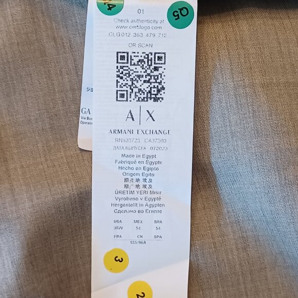 NEW Armani Exchange Light Grey Taupe Modern Fit Flat Front Textured Dress Pants - Picture 9 of 12